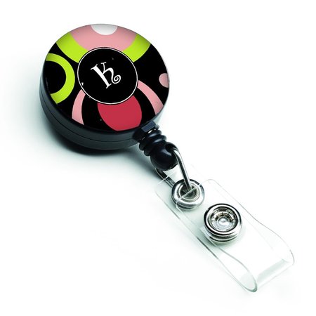 CAROLINES TREASURES Letter K Monogram Retro in Black Retractable Badge Reel AM1002-KBR